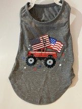 Dog Apparel Small Dog Tee Monster Truck Red, White, Blue Flags &amp; Stars - $8.91