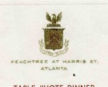 Atlanta Hotel Peachtree at Harris Table d/Hote Dinner Menu July 4, 1949 - £14.01 GBP