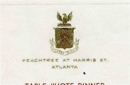 Atlanta Hotel Peachtree at Harris Table d/Hote Dinner Menu July 4, 1949 - $17.82