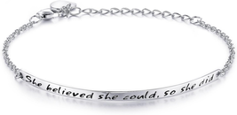 NINAMAID “She Believed She Could so She Did” Engraved 925 Sterling Silve... - £31.49 GBP