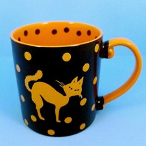 Halloween Cat Mug Cup Black &amp; Orange Pen Pencil or Plant Holder 21oz (59... - £9.68 GBP
