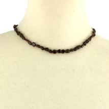 KARLA JORDAN garnet necklace - 17.5&quot; polished dark purple-red gemstone nugget - £15.43 GBP