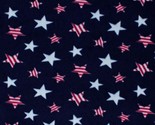 Fleece Patriotic Stars Red and White on Blue USA Fleece Fabric Print A61... - $9.97