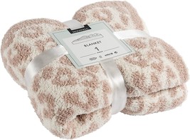 Doowell Throw Blanket, Leopard Print Ultra Soft Fleece Blanket,, 50*60In, Cream - £34.88 GBP