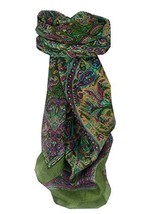 Mulberry Silk Traditional Square Scarf Mahe Green by Pashmina &amp; Silk - £19.12 GBP