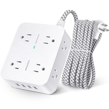 Surge Protector Power Strip - 8 Widely Outlets With 4 Usb Charging Ports, 3 Side - £27.17 GBP