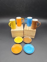 Schmid Lagardo Tackett Porcelain Espresso Cups Demitasse Saucer MCM Orange 1959 - $71.59