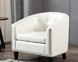 Merax White Modern Tufted Accent Armchair PU Leather Club Chair for Livi... - $333.99