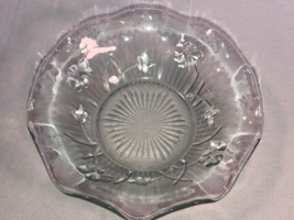 Iris And Herringbone Crystal 5 Inch Ruffled Sauce Bowl Depression Glass Mint - £10.19 GBP