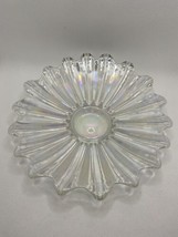 Federal Glass Bowl, Celestial Iridescent Clear Ribbed Scalloped VTG 50&#39;s... - £14.78 GBP