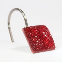 Red Shower Curtain Hooks Rings: Bling Glitter Sparkle Shiny Square Crystal Diamo - £15.97 GBP