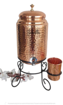 Copper Hammered Design Water Pot With Glass &amp; Stand  5 Litres - €120,04 EUR