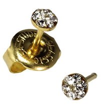 Ear Piercing Earrings SHORT POST Baby Studs 3mm TINY Gold Clear Daisy Studex Sys - £4.50 GBP