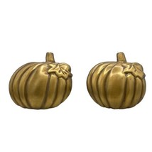 Antiqued Pumpkin Pair Brass Napkin Rings Fall Thanksgiving Harvest Dining Decor - £9.56 GBP