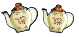 2 Ganz Casa Bella Tea Bag Caddies Spoon Rests Farm Cottage Style Teapot ... - $16.44