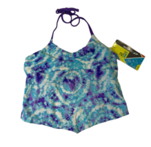 Oxide Youth Girl&#39;s Tie Dye Halter Back Less Swimsuit Top, Blue, 10 - £23.20 GBP