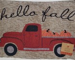 Set of 2 Same Tapestry Placemats,13&quot;x19&quot;, RED TRUCK WITH PUMPKINS, HELLO... - $12.86