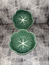 Lot Of 2 Green White Vein Cabbage Bowls Cereal Salad 7” SH Home Ceramic NWT - $39.59