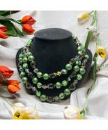 1960s Vendome Gold &amp; Silver Metallic Crystal Bead 3-strand Necklace - €129,91 EUR