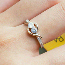 1Ct Round Cut Moissanite Two Stone Engagement Two Tone Ring 925 Sterling Silver - £68.07 GBP