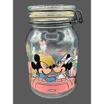 Vintage Walt Disney Mickey Minnie Mouse Donald Duck Goofy Glass Jar Cook... - £27.25 GBP