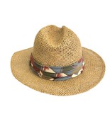 Mens Straw Hat Safari Panama Cloth Band One Size Opening is 7x8.5 inches... - $40.75