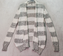 BB Dakota Cardigan Womens Small White Gray Knit Striped Long Sleeve Open Front - £19.86 GBP