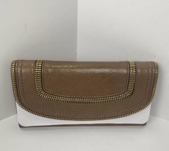 New Michael Kors Naomi Wallet Dark Dune Leather Gold Zippers Snap Flap W13 - $79.19