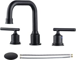 WOWOW Two Handles Widespread 8 inch Bathroom Faucet Black 3 Pieces Basin Faucets - £35.54 GBP