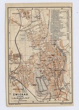 1914 Antique Original City Map Of Zwickau Swikawa Saxony Sachsen / Germany - £19.52 GBP