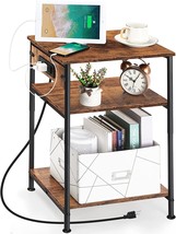 Sehertiwy Nightstand With Charging Station, Side Tables Living Room, Bed Side - £47.07 GBP