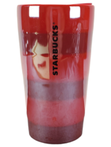 Starbucks 2021 Winter Holiday Ceramic Travel Mug With Lid Double Wall Red Stripe - £24.51 GBP
