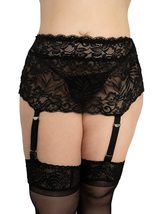 Angelique Women&#39;s Plus Size Floral Lace Nickel Free Adjustable Garter Belt for S - £21.65 GBP