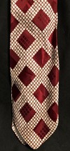 Neck Tie-Vintage checkered maroon squares 4&quot;Width 49&quot;Length Self-tie PET... - £12.94 GBP