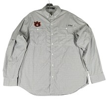 Auburn Tigers Columbia PFG Mens Medium Navy White Plaid Super Tamiami Button Up - £16.93 GBP