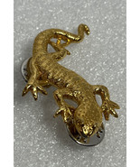 1989 GG Harris Signed Fine Pewter Pin #616 GECKO ~ Gold Dorado Brooch Pin - £13.95 GBP