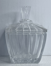 Vintage Sugar Bowl Or Candy Dish W/Lid Clear Pressed Cut Ribbed Glass Square - £16.32 GBP