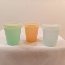 Set of 3 Vintage Tupperware Pastel Midget Storage Containers with Lids 60s USA - £11.84 GBP