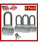4 Pack Heavy Duty Long Master Lock Steel Maximum Protection Padlock with... - £23.38 GBP