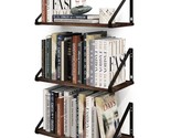 Floating Shelves Rustic Wood Wall Shelf Set Of 3, Small Bookshelf For Li... - $61.99