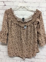 Rue 21 Womens Brown Floral Print Off-The-Shoulder Bell Sleeve Blouse Top... - $14.84