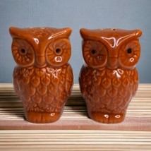 Vintage Ceramic Owl Salt and Pepper Shakers  3&quot; Tall Retro MCM Brown - £7.12 GBP