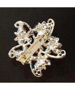 Red Star Flower Crystal Rhinestone Silver Tone Brooch Pin Wedding Jewelry - £5.55 GBP