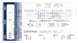 Eric Clapton Concert Ticket Stub Juin 1 1998 San Jose California - £35.81 GBP