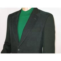 Men ZACCHI Velour Velveteen Hounds tooth Blazer Sport Coat DUANE 74524 Green image 3