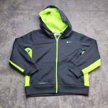 Nike Therma Fit Full Zip Up Sweatshirt Jacket Youth 7 Black Neon Yellow Casual - £23.79 GBP