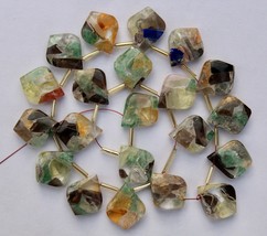 Natural , 19 pieces Multi gemstone  Smooth leaf like  Briolette beads, 15x18 mm  - £54.92 GBP