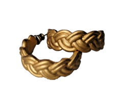 Vintage Trifari Gold Tone Braided Hoops Pierced Earrings Chunky Rope  - £14.80 GBP