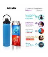 New Aquatix Blue Insulated FlipTop Sport Bottle 32 oz Pure Stainless Steel - $29.35