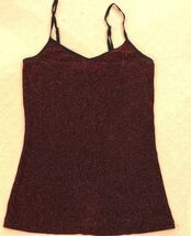 SEXY HALLOWEEN COSPLAY WOMENS TIMING TANK TOP MEDIUM MAROON SPARKLY TOP ... - $15.63